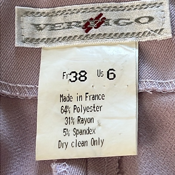 Vintage ‘90s Vertigo made in France classic lilac  trouser with logo belt S / 26 - Picture 7 of 17